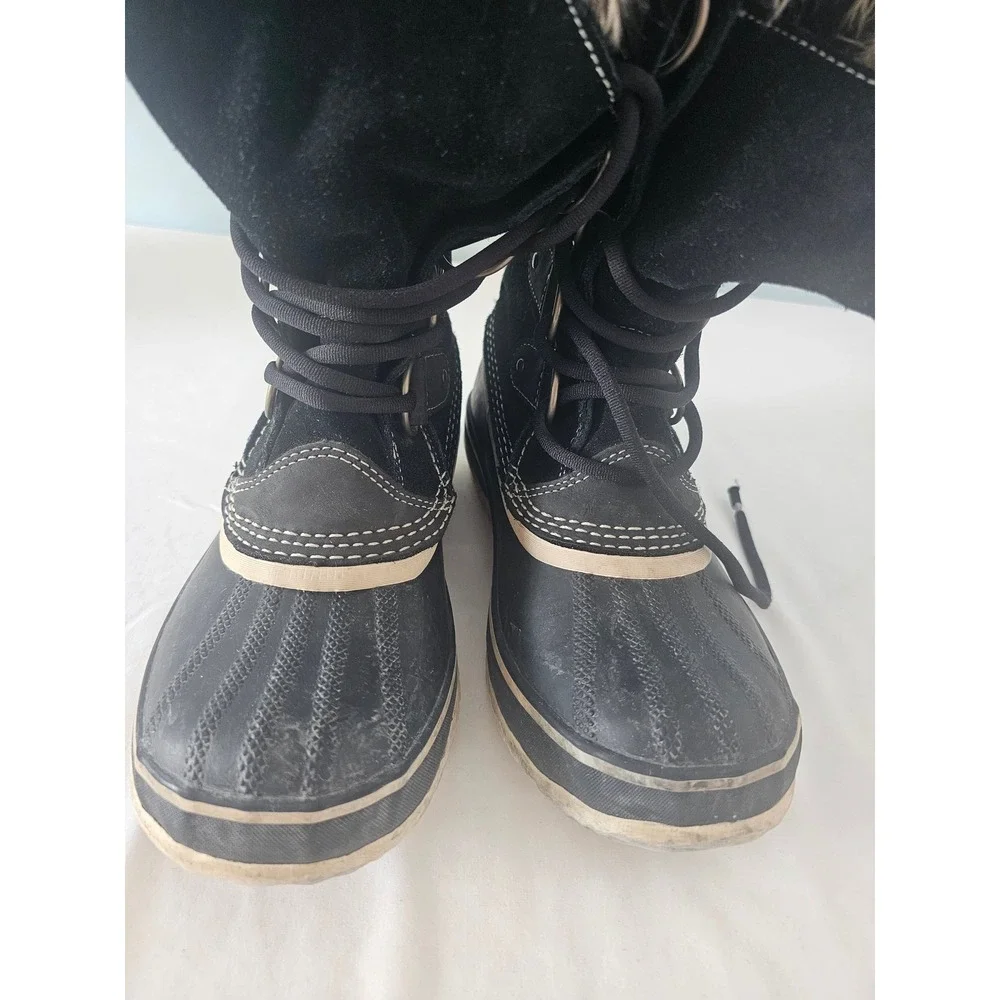 Sorel Joan of Arctic Snow Boot Women 8 Black Faux Fur Waterproof NL1540